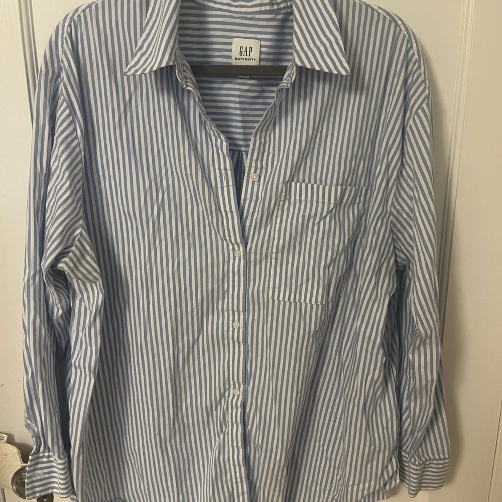 GAP Maternity XL Women's Blue Striped Blouse